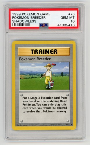 Pokémon Breeder (Shadowless) graded PSA 10 for sale on eBay