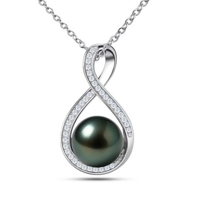 Genuine Tahitian Black Pearl Necklace  Christmas Gift for Wife Mom Daughter, ...