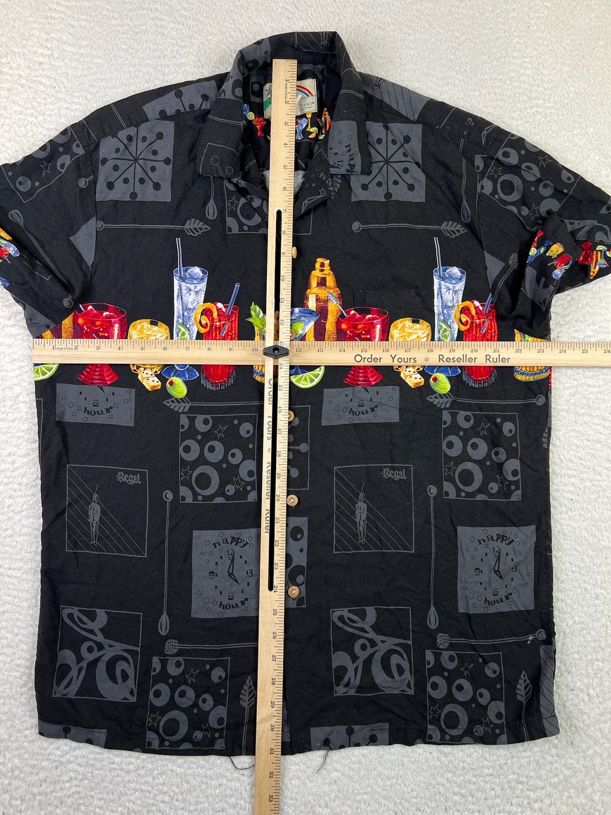 Paradise Found Shirt Mens Large Hawaiian Cocktails Drinks Rayon Aloha Beach Part