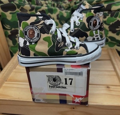 2014 A Bathing Ape X Peanuts Snoopy Bape Kids Green Camo Apesta 11C Baby Milo