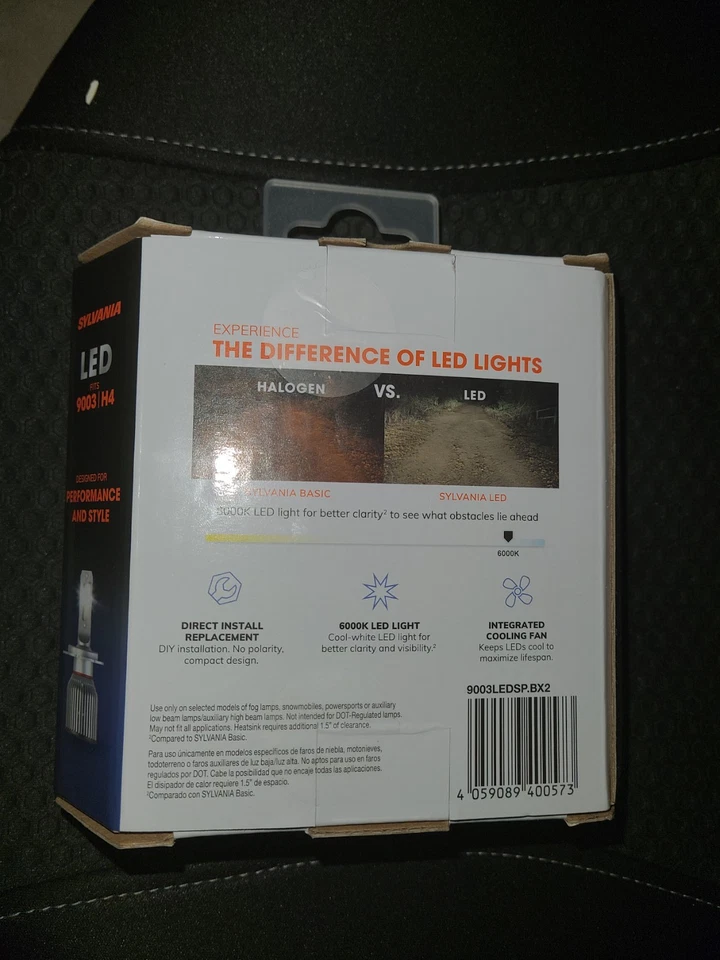 Lâmpadas de farol Sylvania 9003 (H4) LED ULTRA para uso em esportes elétricos ou neblina - Imagem 2 de 2