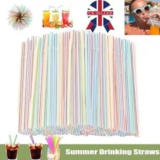 100 x MultiColoured Straws Flexible Bendy Drinking Reusable Straw Birthday Party