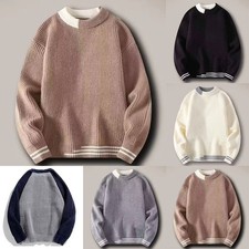 Men Cotton Hoodie Round Neck Loose Fit Color Block Shoulder Suitable Winter