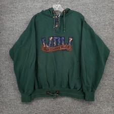 VINTAGE Mickey Inc Walt Disney World Hoodie Mens M Medium Green Embroidered 90s