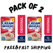PACK OF 2 Cream of Wheat Instant Hot Cereal, Kosher, Shelf-Stable, 12 Packets