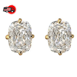 Authentic Women 18k Gold Plated Iced CZ Sparkling Square Huggie Earring Stud