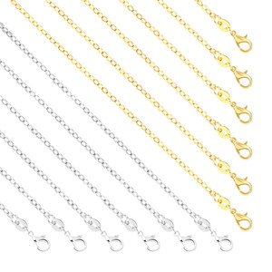 Authentic SANNIX 50 Pack Gold Plated Necklace Chains Cable Chain Necklace Bulk for Jewelr