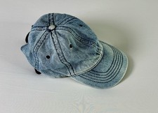 Light Wash Denim Baseball Cap Hat w/ Adjustable Leather Strap