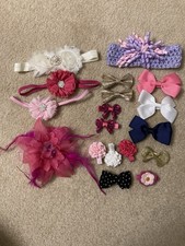 18 Piece Lot of Baby Girl Hair Accessories Headbands, Bows,  Flowers Free Ship