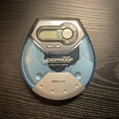 Vintage Philips AX5111/17 Portable Jogproof CD Player Silver Blue Beltclip Works