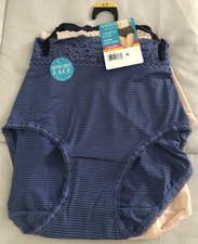 Vanity Fair Radiant Light  Luxe Soft Lace Brief Panties Striped 3 Pack Sz L/7