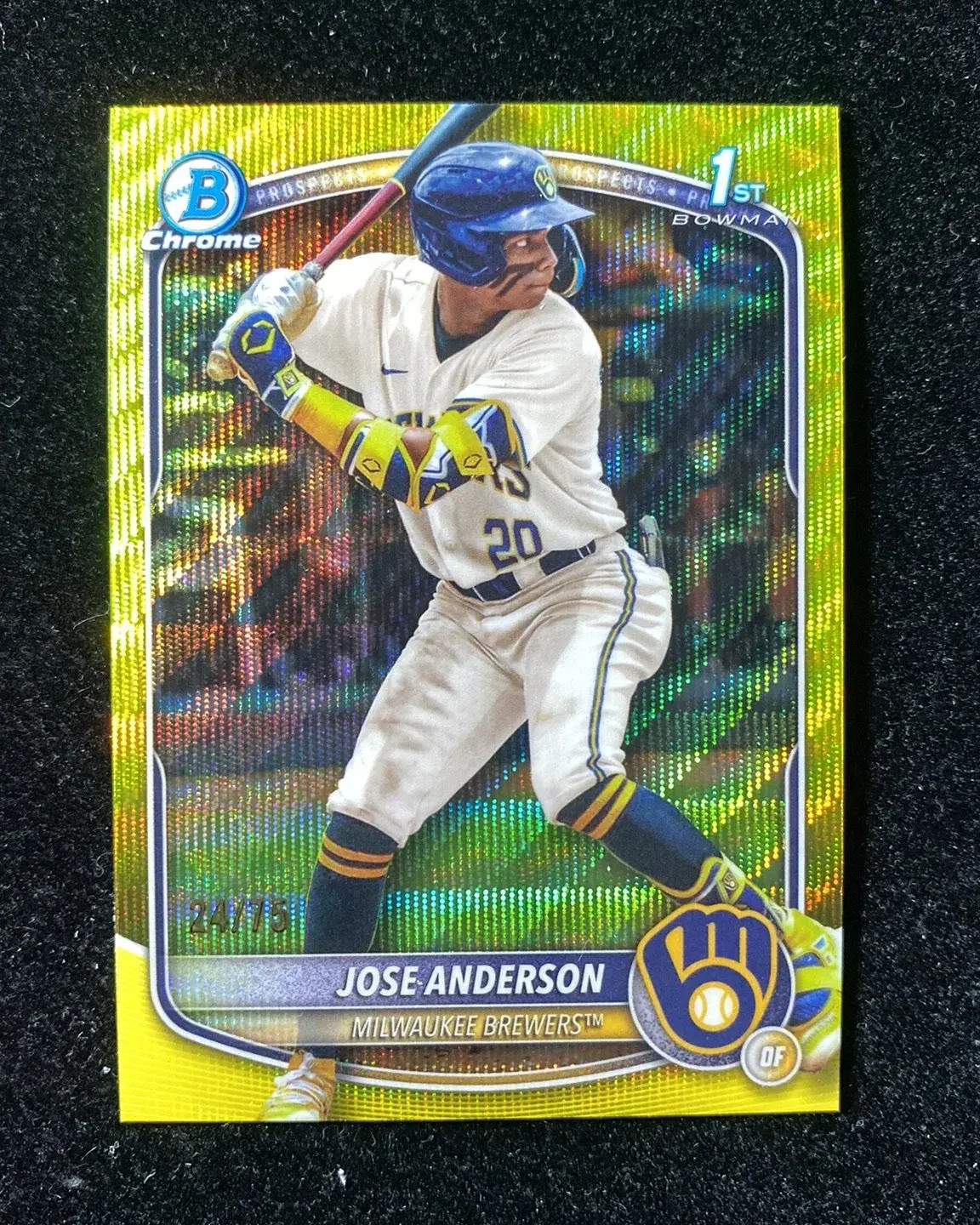 2025 Topps Bowman Chrome 1st Yellow Wave #BCP-193 Jose Anderson 24/75 Brewers HD