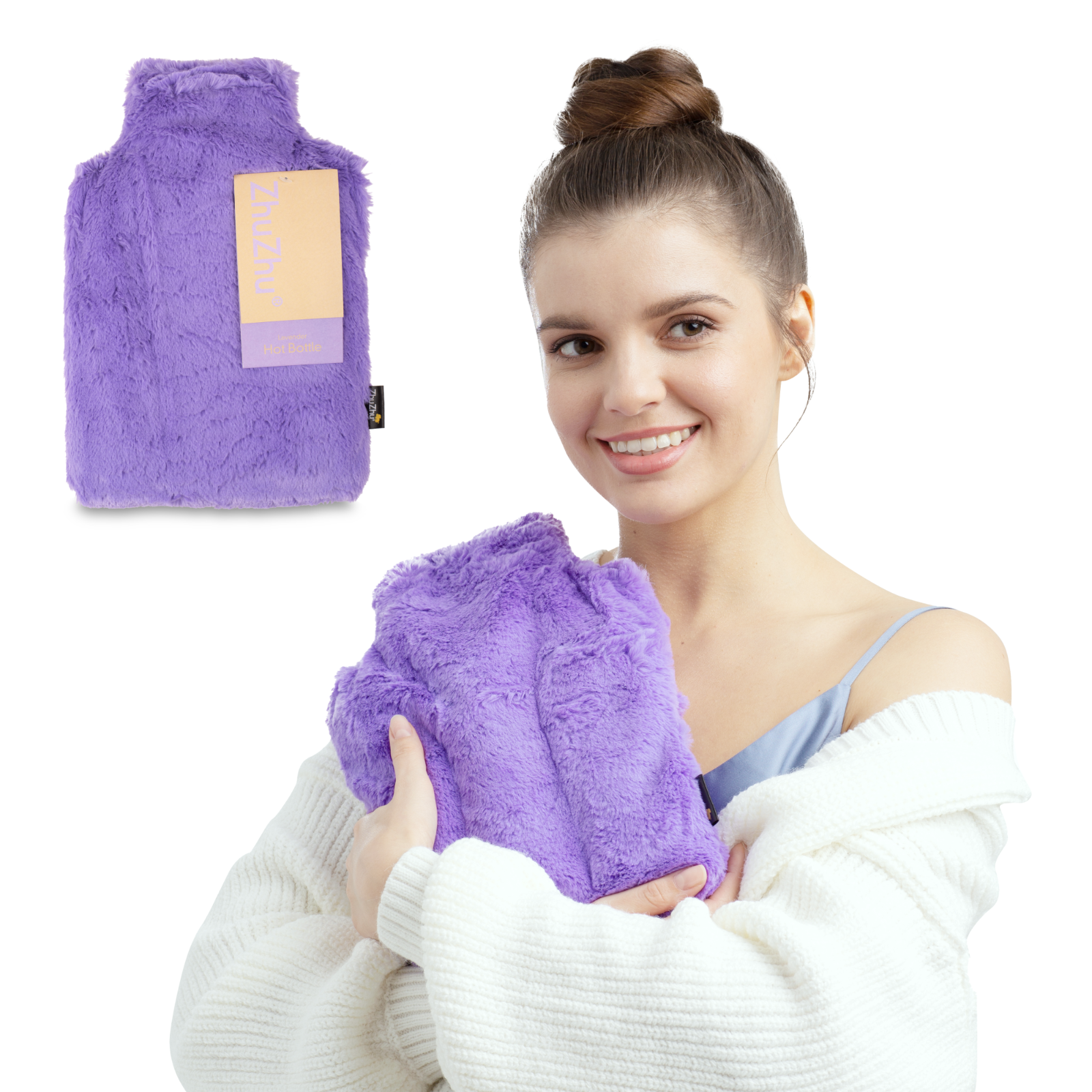 Zhu-Zhu Lilac Plush Hot Bottle Body Warmer - Microwavable Wheat Bag Heat Pad