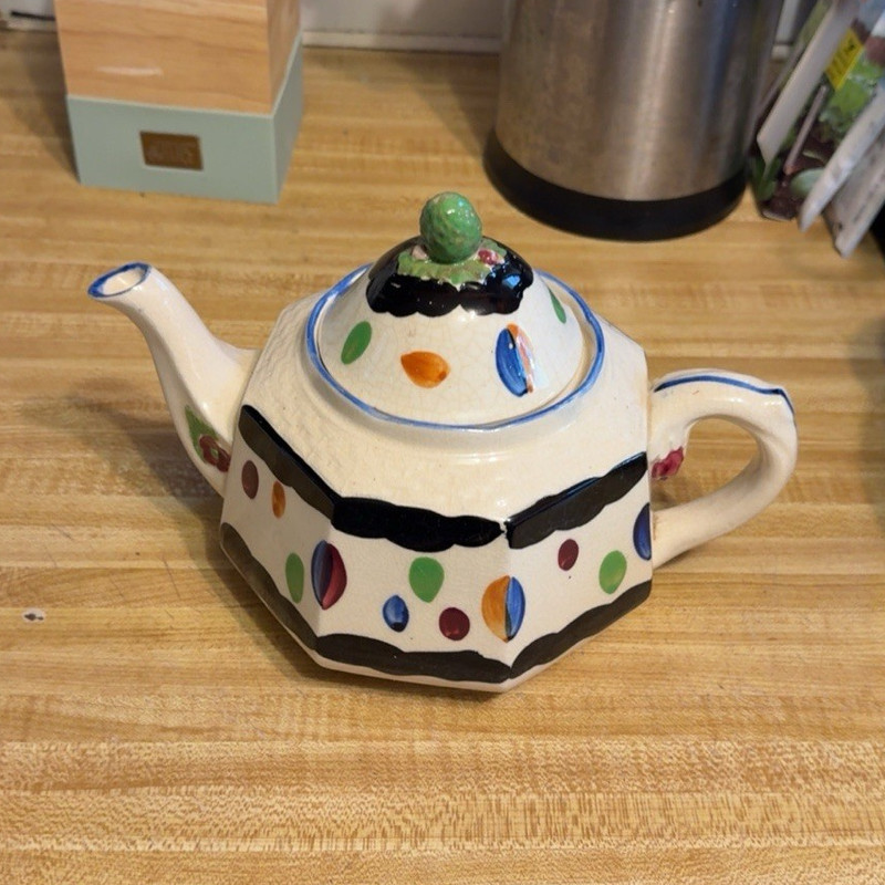 Vintage Revelation Hand Painted Crackle Glaze Teapot With Lid - Made In Japan