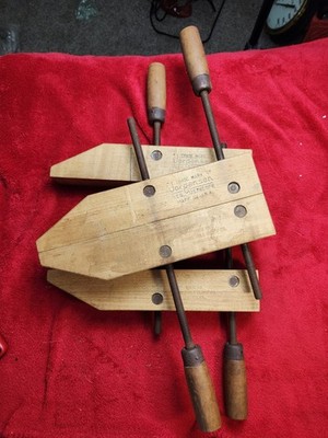 2 Vintage No. 2 Jorgensen 12'' Wood Clamps  Adjustable Clamp Co Chicago USA