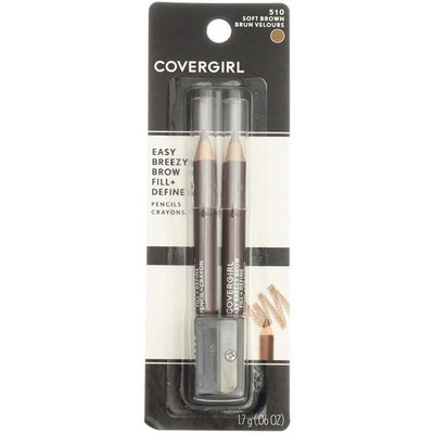 CoverGirl Easy Breezy Brow Fill + Define Water Resistant Pencil, Soft Brown 5...