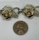 Vintage Orange Rhinestone Floral Link Bracelet 34.6g — photo 2