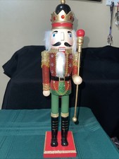 Christmas Nutcracker Traditional Decoration Soldier in Green Sequins Red Hat 16  