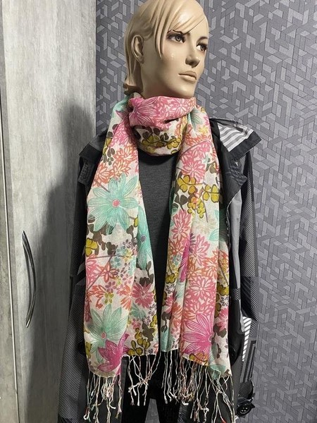 Women Peter Hahn Scarf Multicolor Silk Cashmere