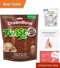 Delicious Rawhide-Free Dog Chews - 50 Count Peanut Butter  Chicken