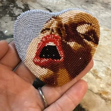 Rare Vtg Marcus Amerman Native American Art Choctaw Artist Beaded Belt Buckle