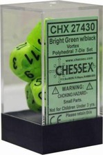 7 Vortex Bright Green w/ Black Polyhedral Dice - CHX27430