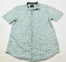 Roark Revival Shirt Mens XL Blue Dotted Short Sleeve Button-Up Cotton Regular