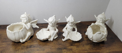 Ceramic Lot of 4 Trinkets Candleholders
