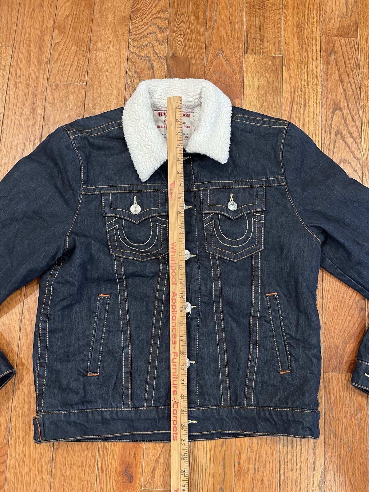 Vintage True Religion Jimmy Sherpa Lined Trucker Denim Jacket Womens Large Y2K thumbnail 4