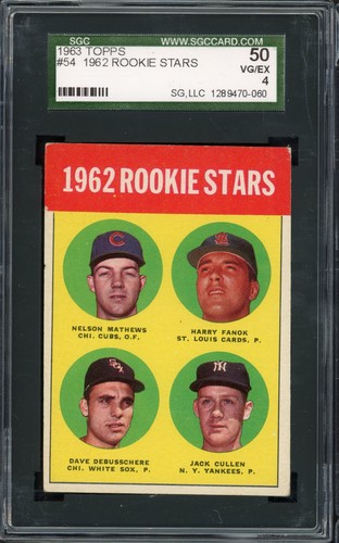 Nelson Mathews / Harry Fanok / Dave DeBusschere / Jack Cullen [1962 Front and Back] #54 1963 Topps card