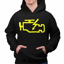 Black Check Engine Light Hoodie Car Mechanic Graphic Pullover Auto Repair Sizes