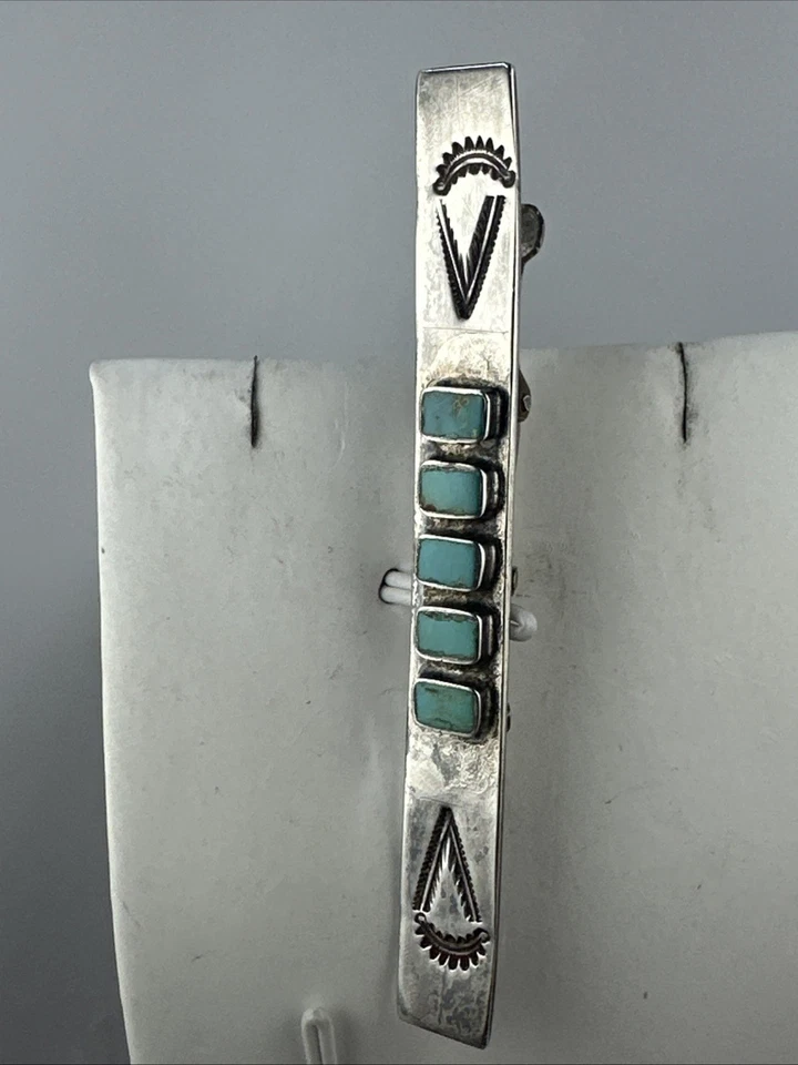 美丽复古天然美国纯银 2.75 英寸领带夹条绿宝石 — 第 2/4 张图片