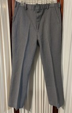 Vtg 60s 70s Pants Mens 34 28 Polyester Disco Blue Taupe Houndstooth Leisure Suit