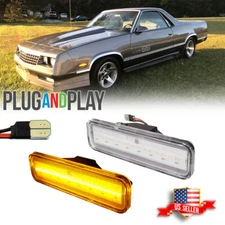 Clear Amber LED Front Bumper Side Marker Lights For 82-87 El Camino & Caballero