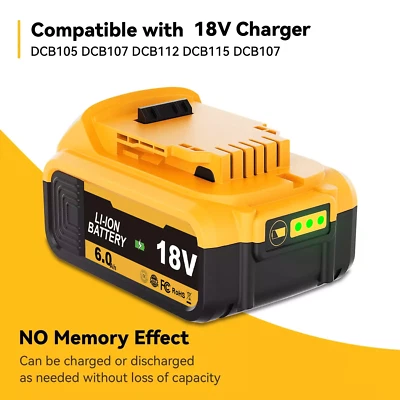 1pcs For Dewalt 18V 6Ah Slide BATTERY XR DCB184 DCB184 DCB182 DCB183 Lithium-Ion