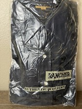 Vintage Rancher Authentic Western Shirt Mens 16.5-34 Pearl Snap Black Large NEW