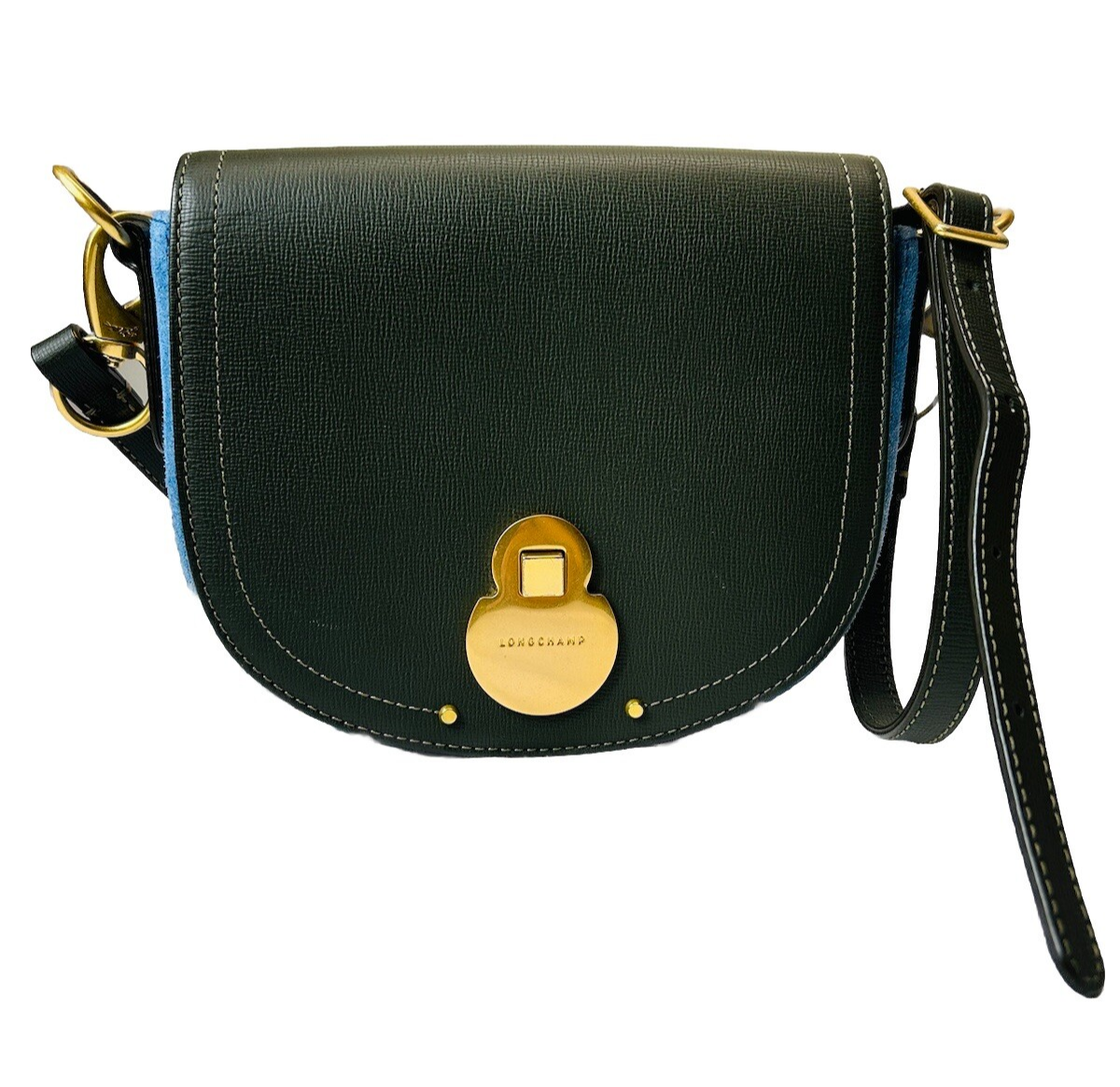 Longchamp Cavalcade Denim Blue Leather Crossbody Women's Bag | eBay