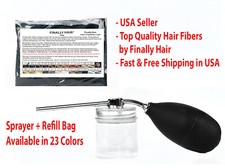 Hair Building Fibers Refill Bag Plus Hair Spray Applicator Atomizer Bottle Combo