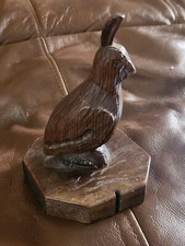 Hand Carved Wood Folk Art Bird On Base