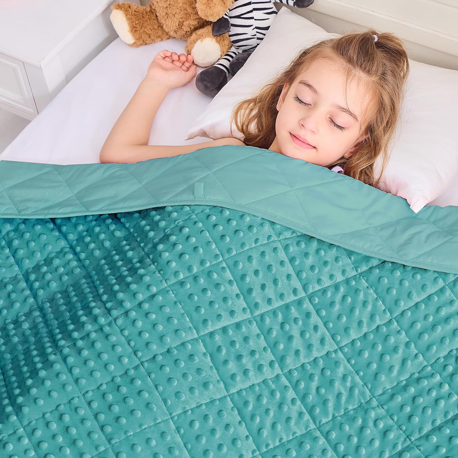 5 lb Teal Weighted Blanket for Kids - Soft Minky Plush Heavy Throw