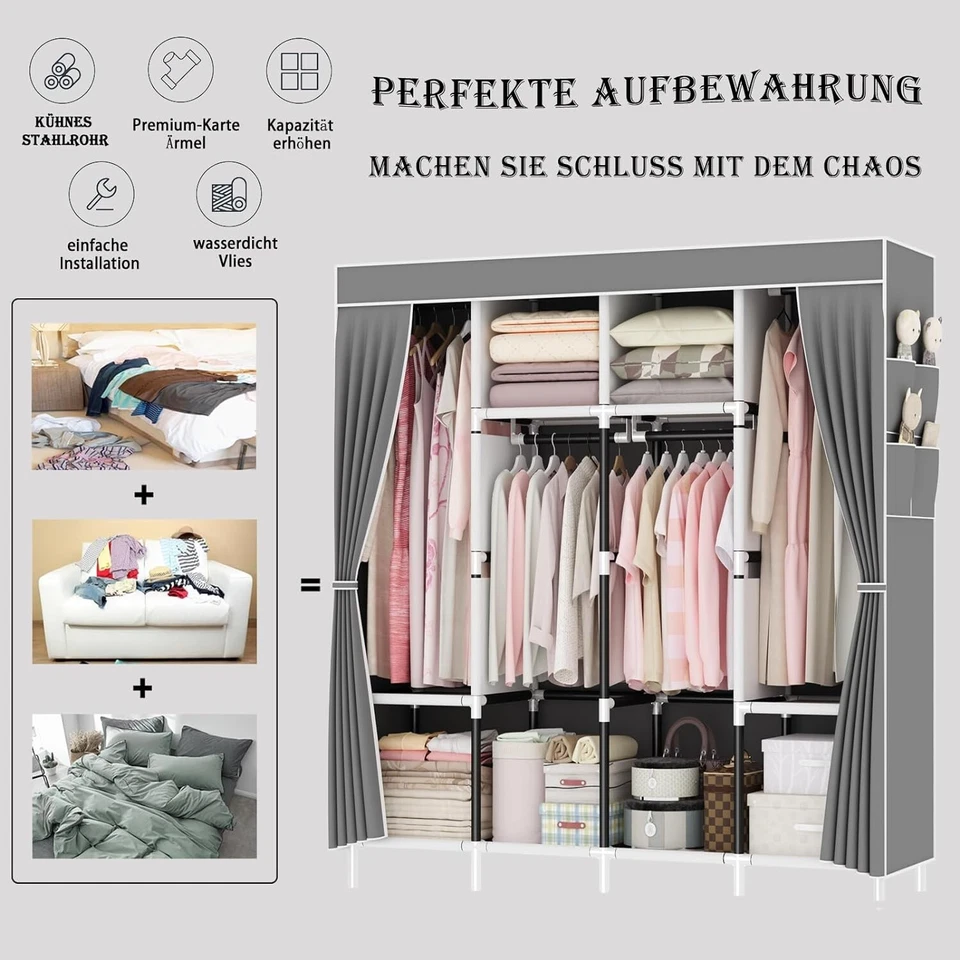 Tragbarer Kleiderschrank Platzsparender Modularer Kunststoffschrank mit Türen - Image 4 of 4