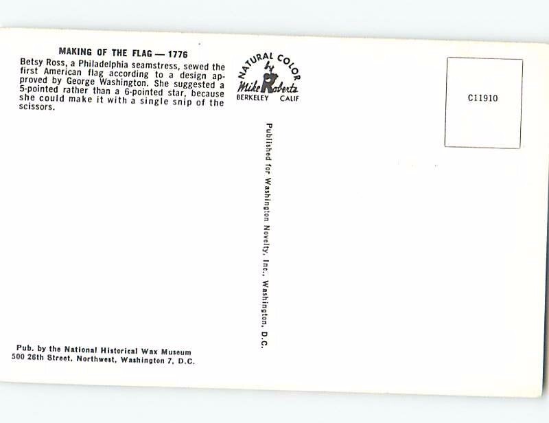 Pre1980 PATRIOTIC BETSY ROSS SEWS USA FLAG AT WAX MUSEUM Washington
