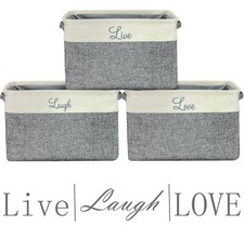 3-Pack Large Storage Baskets - Fabric Collapsible Organizer Bin w/ Carry Handles