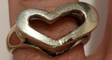 VINTAGE SIGNED STERLING SILVER SIZE 8 3/4 HEART RING HALLMARKED