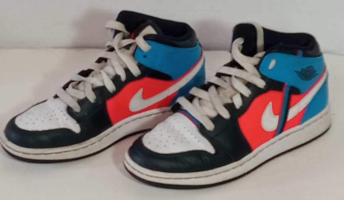 Nike Air Jordan 1 Mid GS Top 3 554725-124 Red Blue Black White 