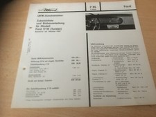 Ford 17 M P 3, Akkord Z 35/6 Volt  Autoradio Zubehörliste u. Einbauanleitung 