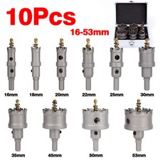 10PCS/Set 16-53mm TCT Carbide Hole Saw  For Metal Alloy  Stainless Steel 