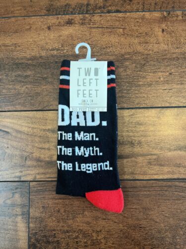 Two Left Feet Man Myth Legend Big Feet Socks Novelty Black Red White Nwt - Picture 1 of 1