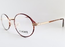New True Vintage St. Moritz Demi Amber Dark Red  Matte Gold Eyeglass Frames