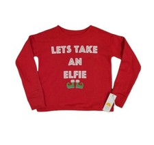 NWT C C CALIFORNIA KIDS S 6/6X Red "Lets Take An Elfie" Sweatshirt Girls